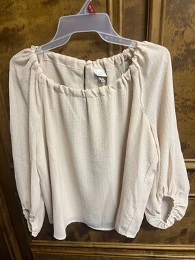 a new day Cream Gathered Neck Peasant Blouse
